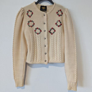 Vintage Christmas Sweater Lanamoden Salzburg Germany Holiday Jacket Womens